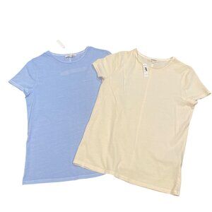 NWT FLAWED Set of 2 Madewell Slim Tees Sz M Essential Cream Yellow Blue Cotton